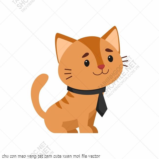 chu con meo vang tet cam cute xuan moi file vector